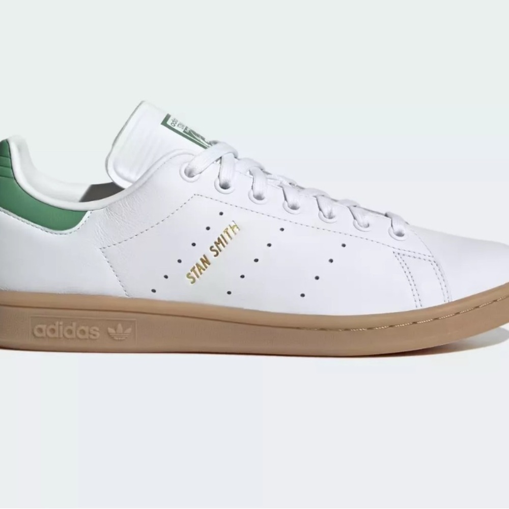 Adidas White and Green Stan Smith Sneakers